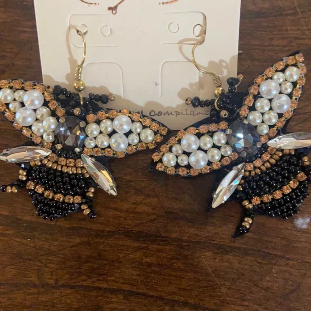 Beaded Bee Earrings